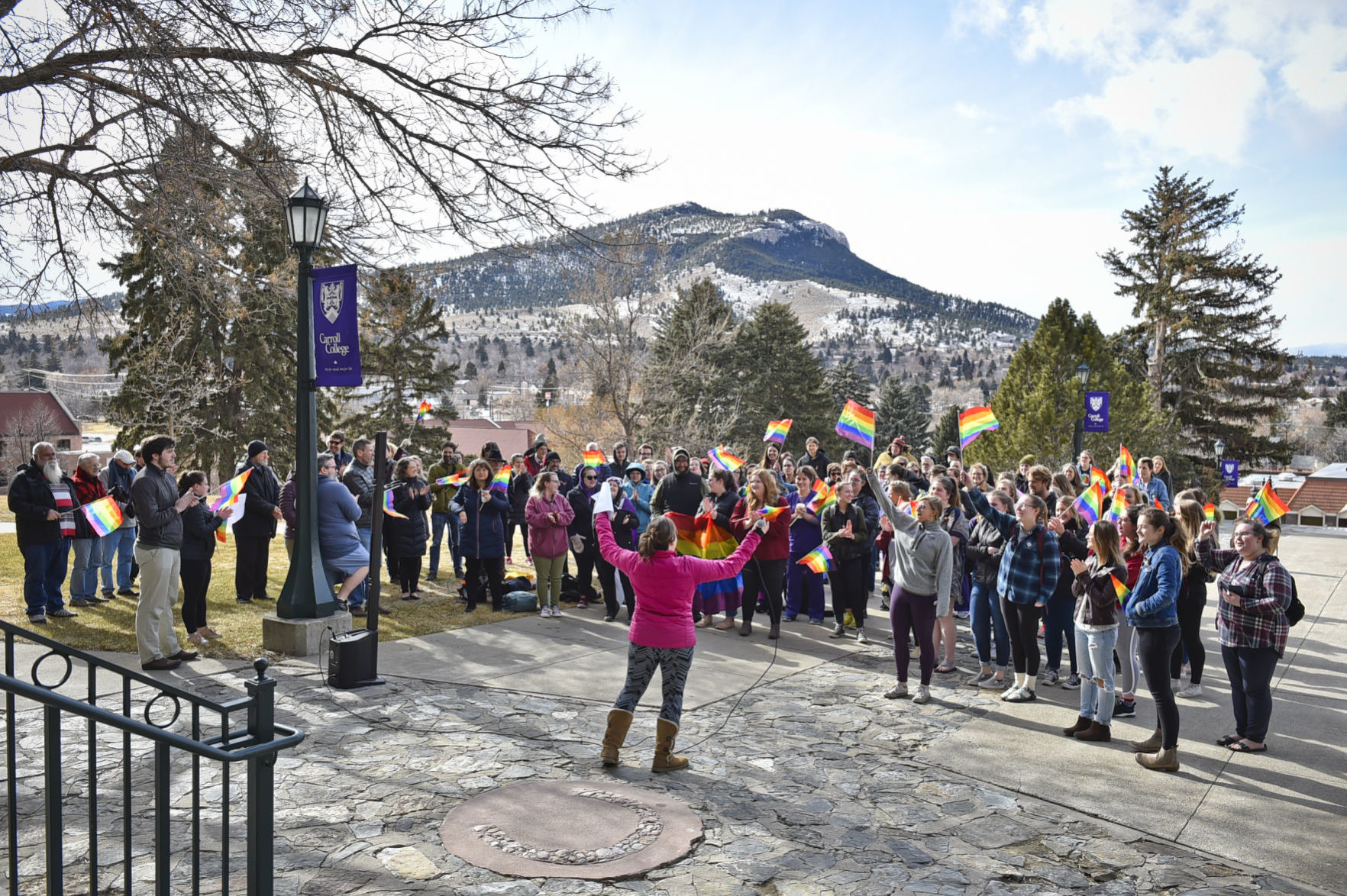 Carroll College students and faculty rally